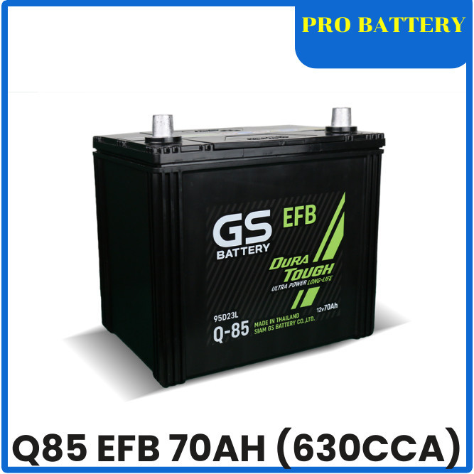 แบตเตอรี่รถยนต์ GS รุ่น Q85 / EFB 70Ah. พร้อมใช้ / ไม่ต้องเติมน้ำ สำหรับรถที่มีระบบ ISS