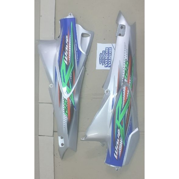 ฝาครอบตัวถัง wave125 สีเทา พร้อมติดลายสติกเกอร์ wave125r ปี2005/10 น้ำเงินเทา ชุดสี แฟริ่ง เวฟ 125s 