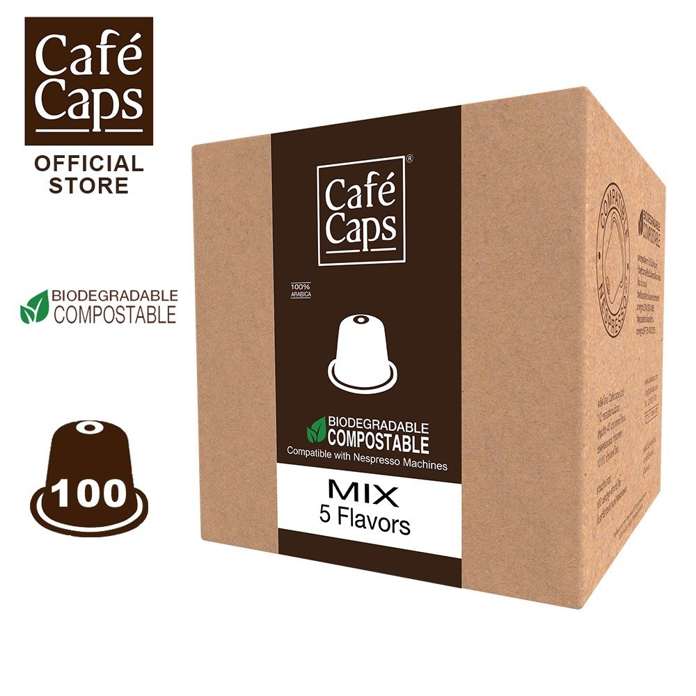 Nespresso Compatible Coffee Capsule MIX – Cafecaps (1 Box X 100 Caps) | กาแฟแคปซูล คั่วเข้ม