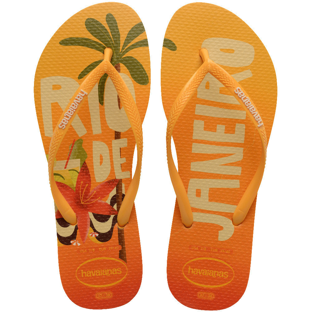 HAVAIANAS รองเท้าแตะผู้หญิง Slim Postcard Flip Flop YELLOW 41489681740F_H3YLXX