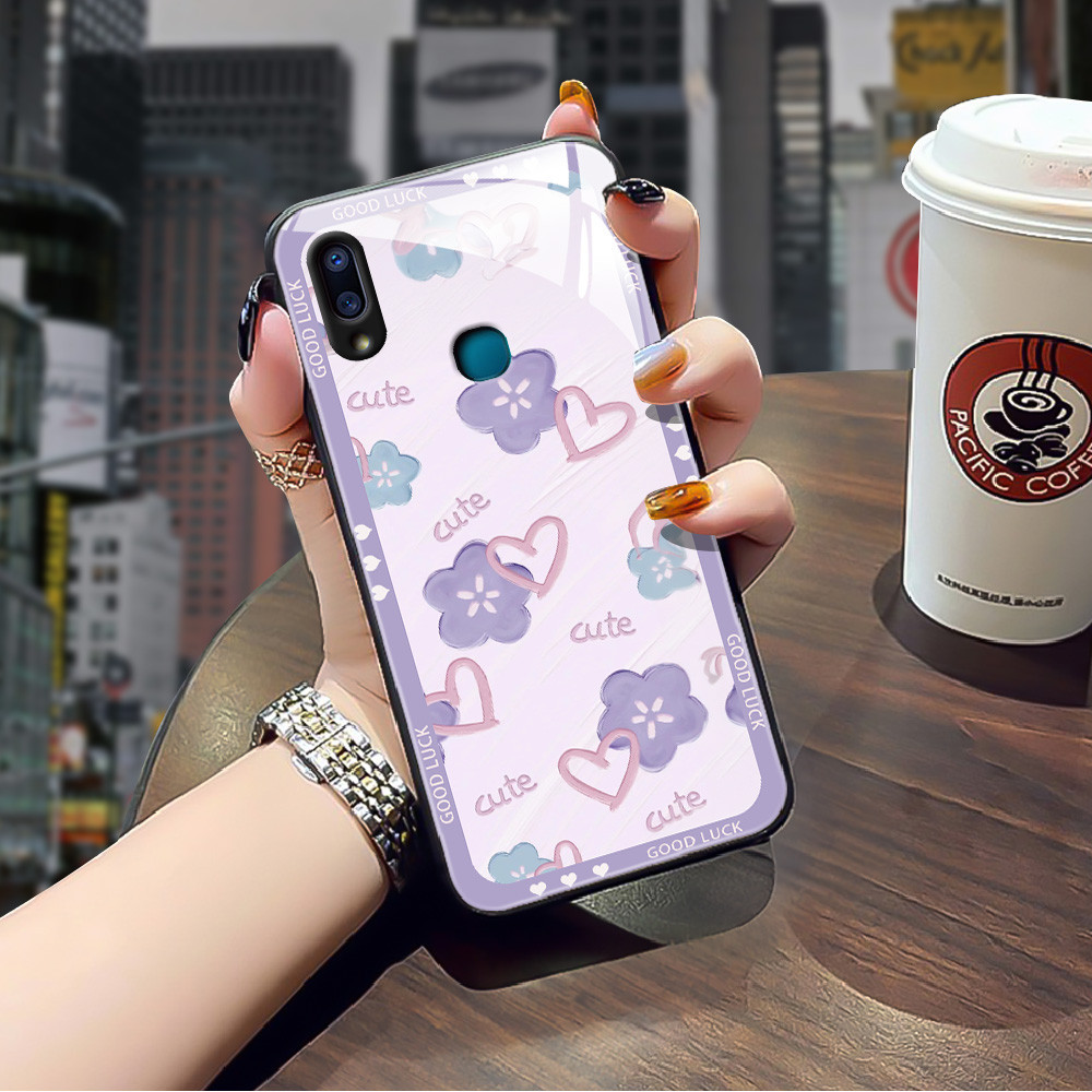 ดอกไม้สีม่วง เคส กระจก vivo v9 v23/e v21/e v20 pro v19 v15 v11i s1 pro Y20/S/A/T/i Y19 Y17 Y12/S Y15 Y11 Y15S/A h3f1501
