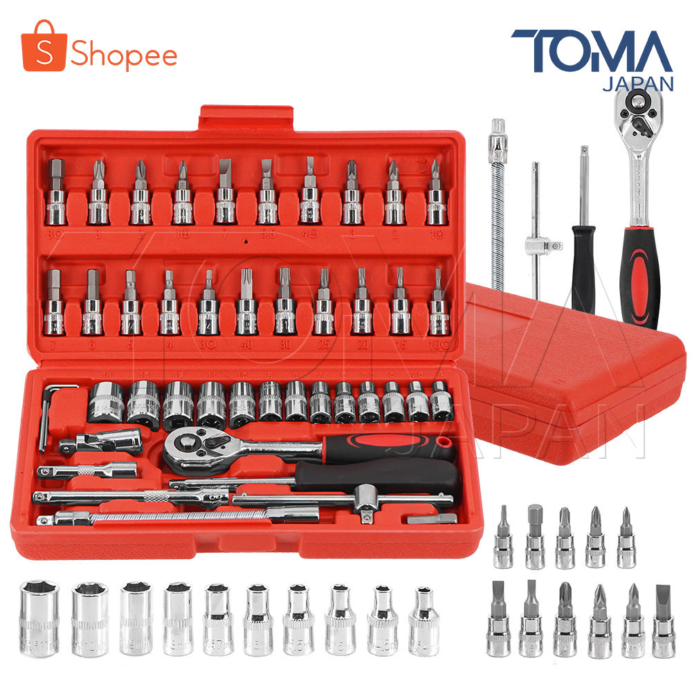 InnTech King Tools ชุดเครื่องมือ ประแจ ชุดบล็อก 46 ชิ้น แกน 1/4 นิ้ว (2 หุน) รุ่น WKT-46PCS เหล็ก CR-V Chrome Vanadium