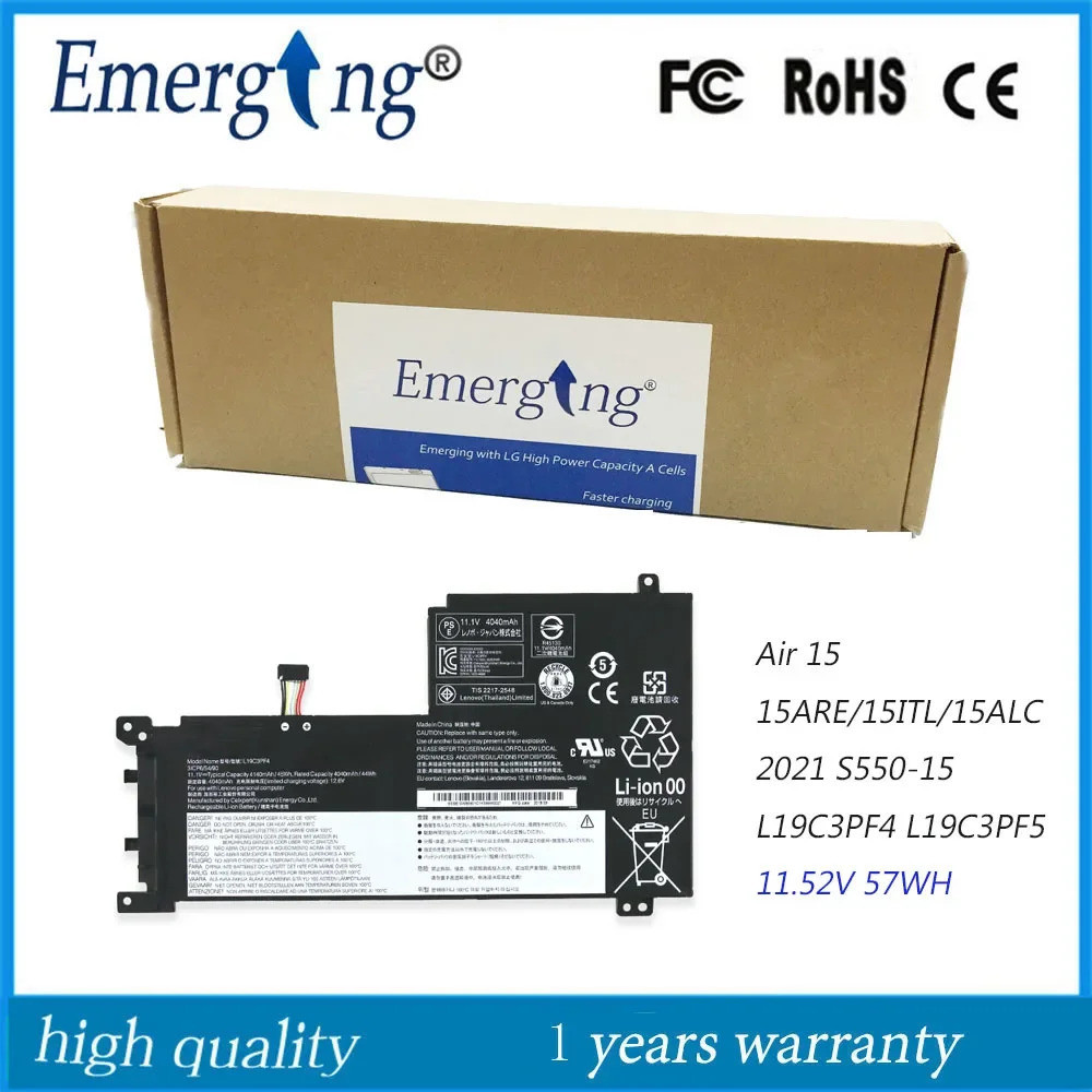 L19C3PF5แบตเตอรี่57Wh 11.52V สำหรับ Lenovo IdeaPad 5-15ALC05 15ARE05 15IIL05 L19L3PF2 L19M3PF6 L19D3