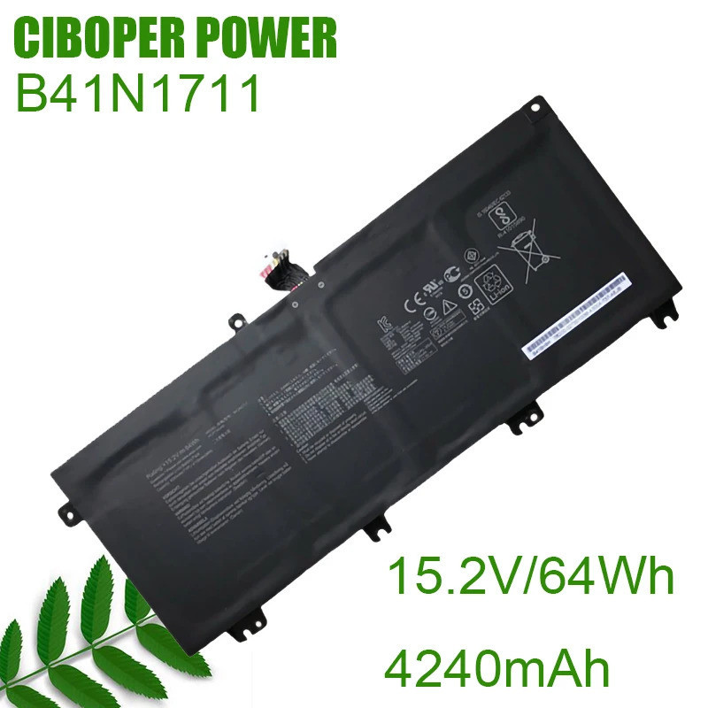 CP แบตเตอรี่แล็ปท็อป B41N1711 15.2V/64WH/4240MAh สำหรับ Strix ZX63 ZX63VD ZX73VM GL703VD FX705D FX70