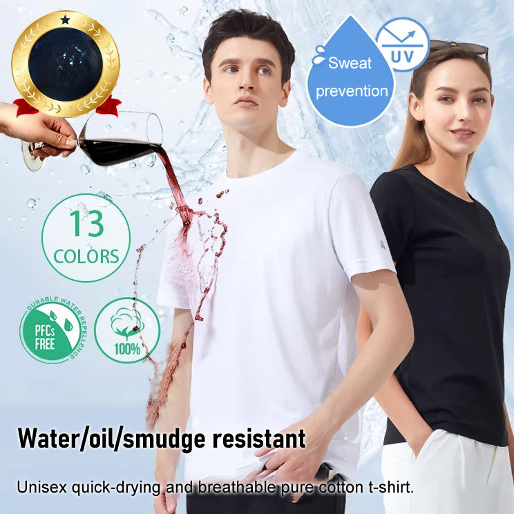【COD】Men's and women's shortsleeved Tshirt waterproof stain and oil shortsleeved Tshirt