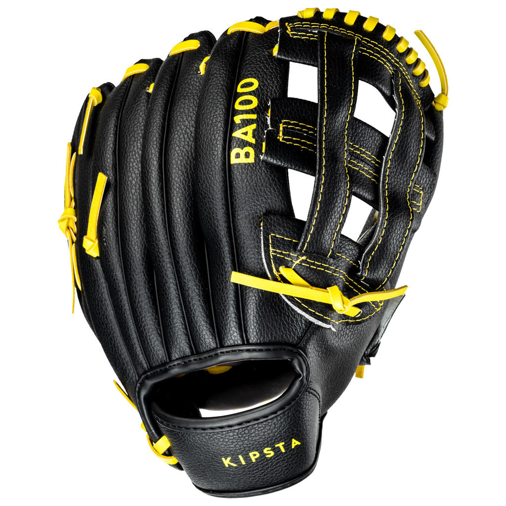 KIPSTA - ถุงมือเบสบอลข้างซ้ายรุ่น BA100 - Baseball Glove right-hand throw kids - BA100 Yellow Black