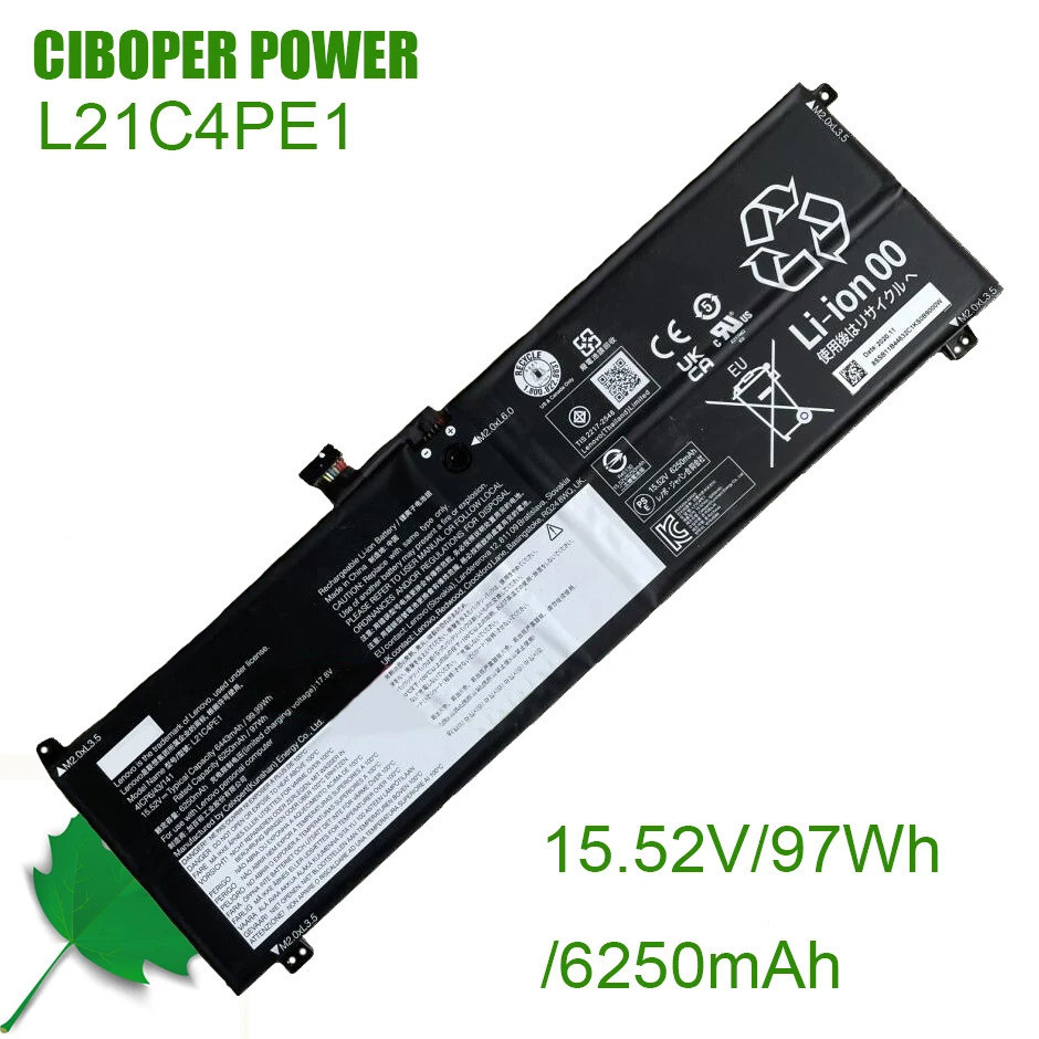 CP Original แบตเตอรี่แล็ปท็อป L21C4PE1 15.52V/97Wh/6250MAh สำหรับ Y9000x 2022 L21B4PE1 L21C4PE1 SB11
