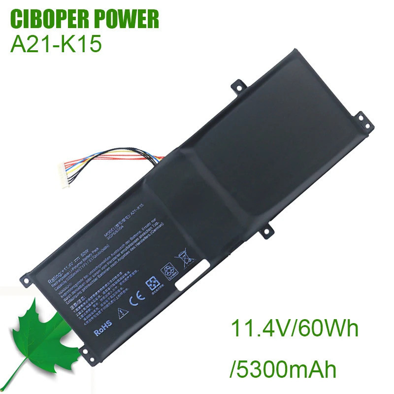 CP ใหม่แบตเตอรี่แล็ปท็อป A21-K15 0B23-020K000M 7.6V/40Wh/5300MAh สำหรับ MEDION Akoya K15 PC6OK Noteb