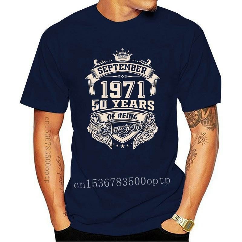【COD】New Born In September 1971 50 Years Of Being Awesome T Shirt Cotton Short Sleeve Custom Shirts