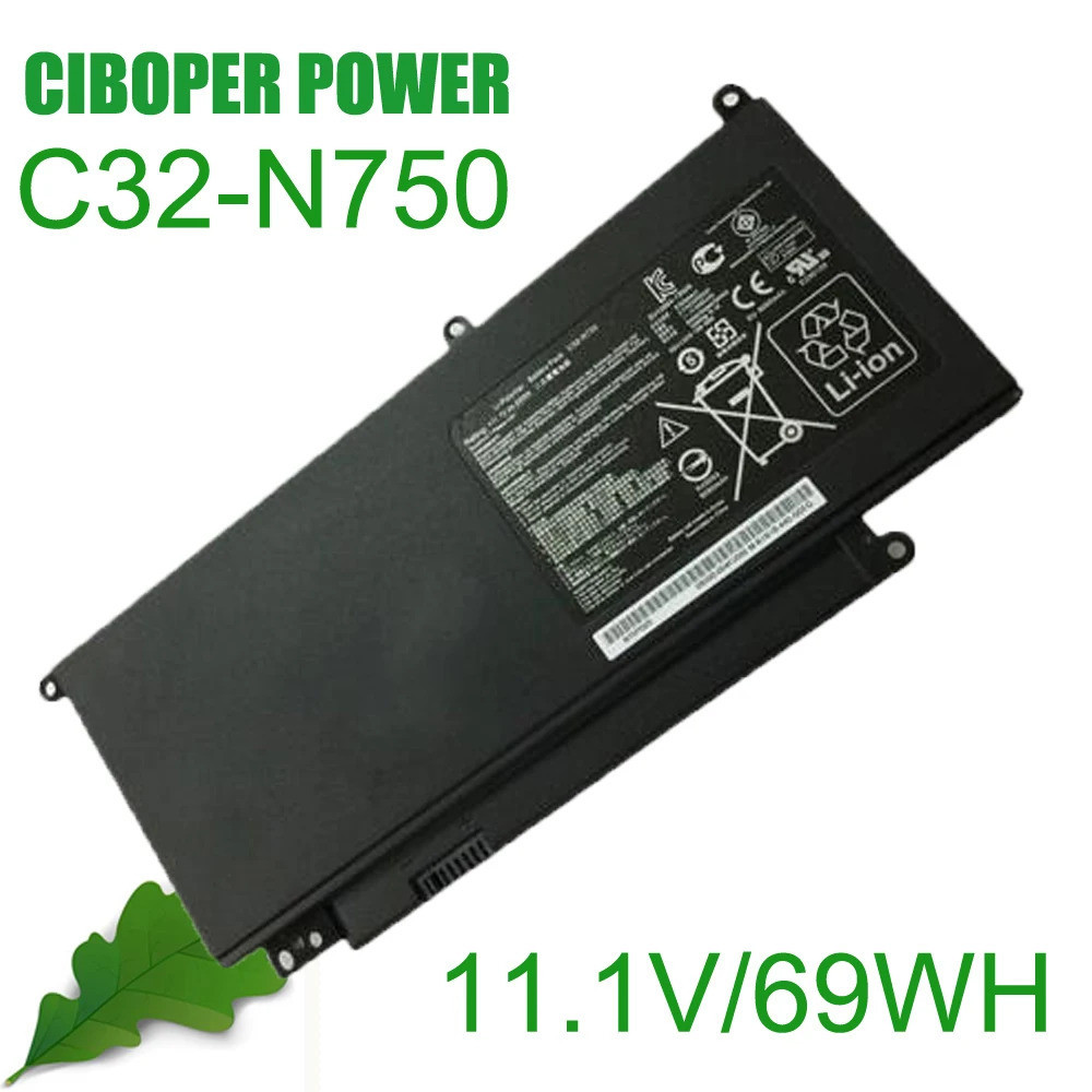 ของแท้คุณภาพใหม่แบตเตอรี่แล็ปท็อป C32-N750 11.1โวลต์6260มิลลิแอมป์ชั่วโมง/69WH สำหรับ ASUS N750 N750