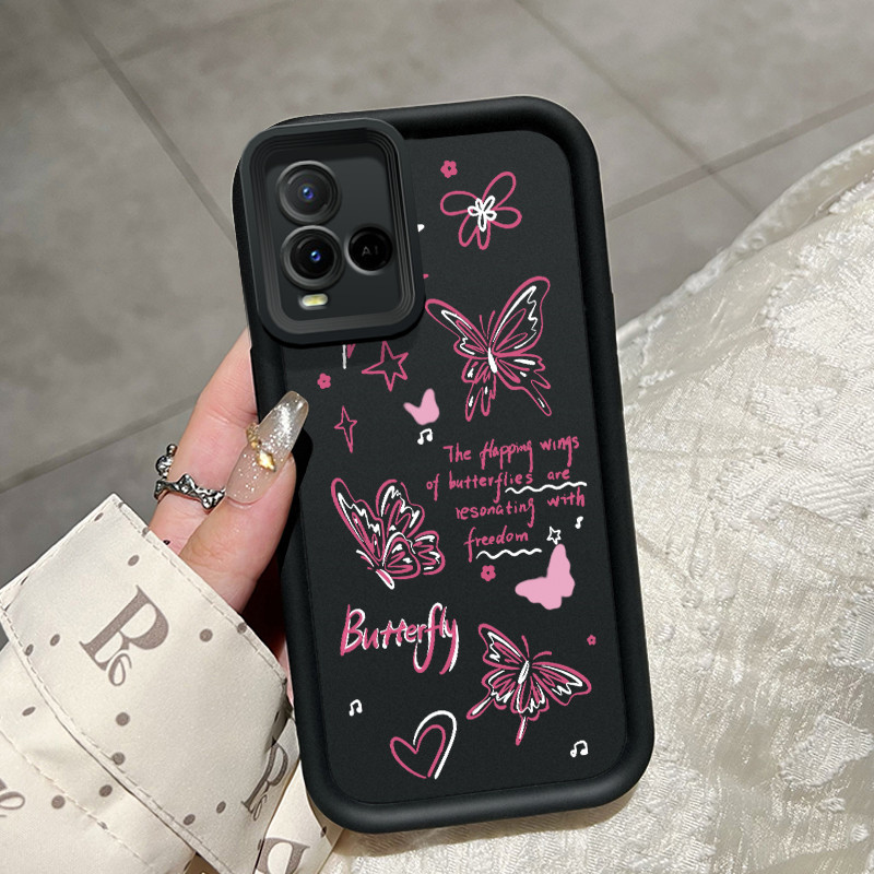 เคสสำหรับ VIVO Y21 Y21s Y21T Y21E Y21A Y21G Y33T Y33s เคสครอบป้องกันลูกผีเสื้อสวย