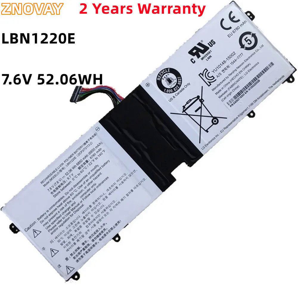 ZNOVAY LBN1220E 7.6โวลต์52.06WH แบตเตอรี่แล็ปท็อปสำหรับ LG กรัม15Z960-T.AA52U1,15Z960-T.AA75U1 15UD5
