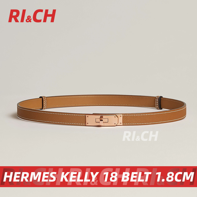 #Rich ราคาถูกที่สุดใน Shopee แท้💯Hermes Kelly 18 Belt 1.8cm #Gold #Rose gold #Silver เข็มขัดผู้หญิง 