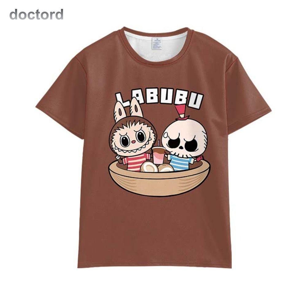 【High quality】DOCTORD Loose Labubu Time Cartoon Anime T-shirt Letter Oversized Labubu Couple Outfits