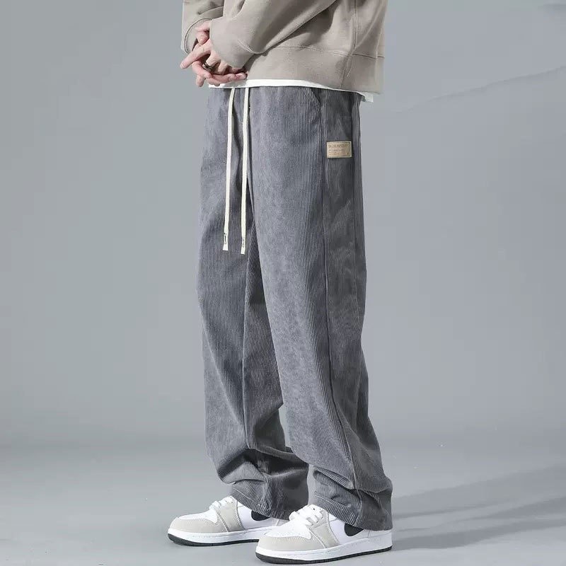 【COD】Corduroy Pants For Men Korean Khaki Baggy Straight Cut Slacks Slocks Trouser Pants Man