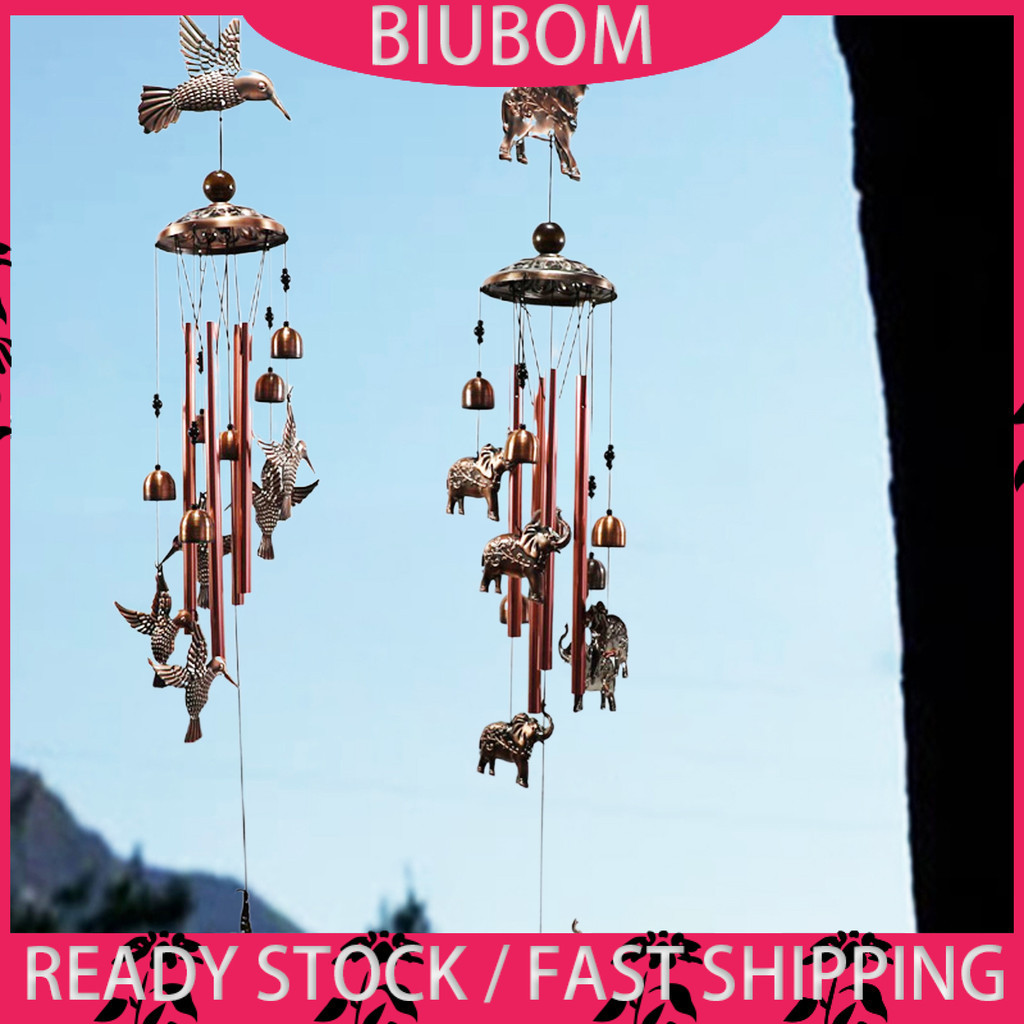Biuboom กระดิ่งลมโลหะ รูปช้าง กันสนิม สําหรับตกแต่งบ้าน