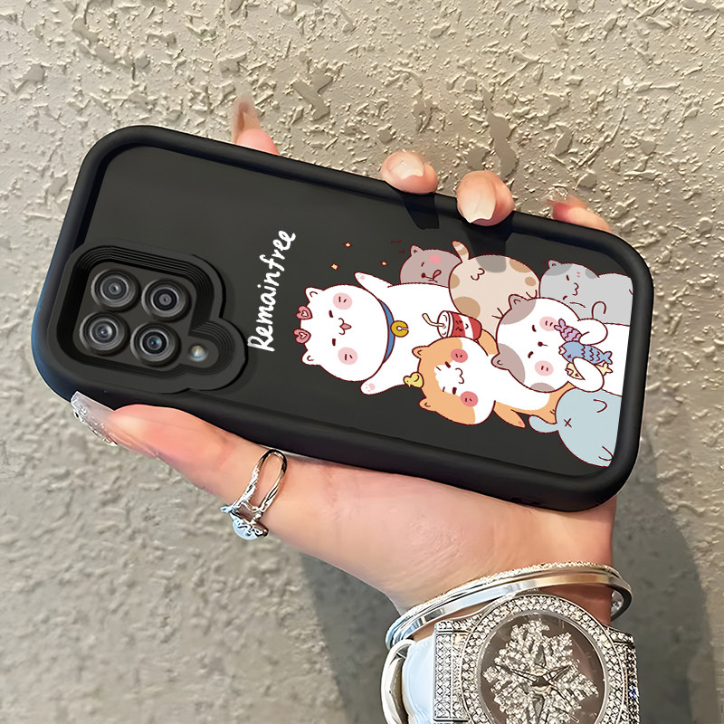 เคสสำหรับ Samsung Galaxy A12 4G A12 5G F12 M12 เคสป้องกันการตกครอบลูกแมวนางฟ้าน่ารัก