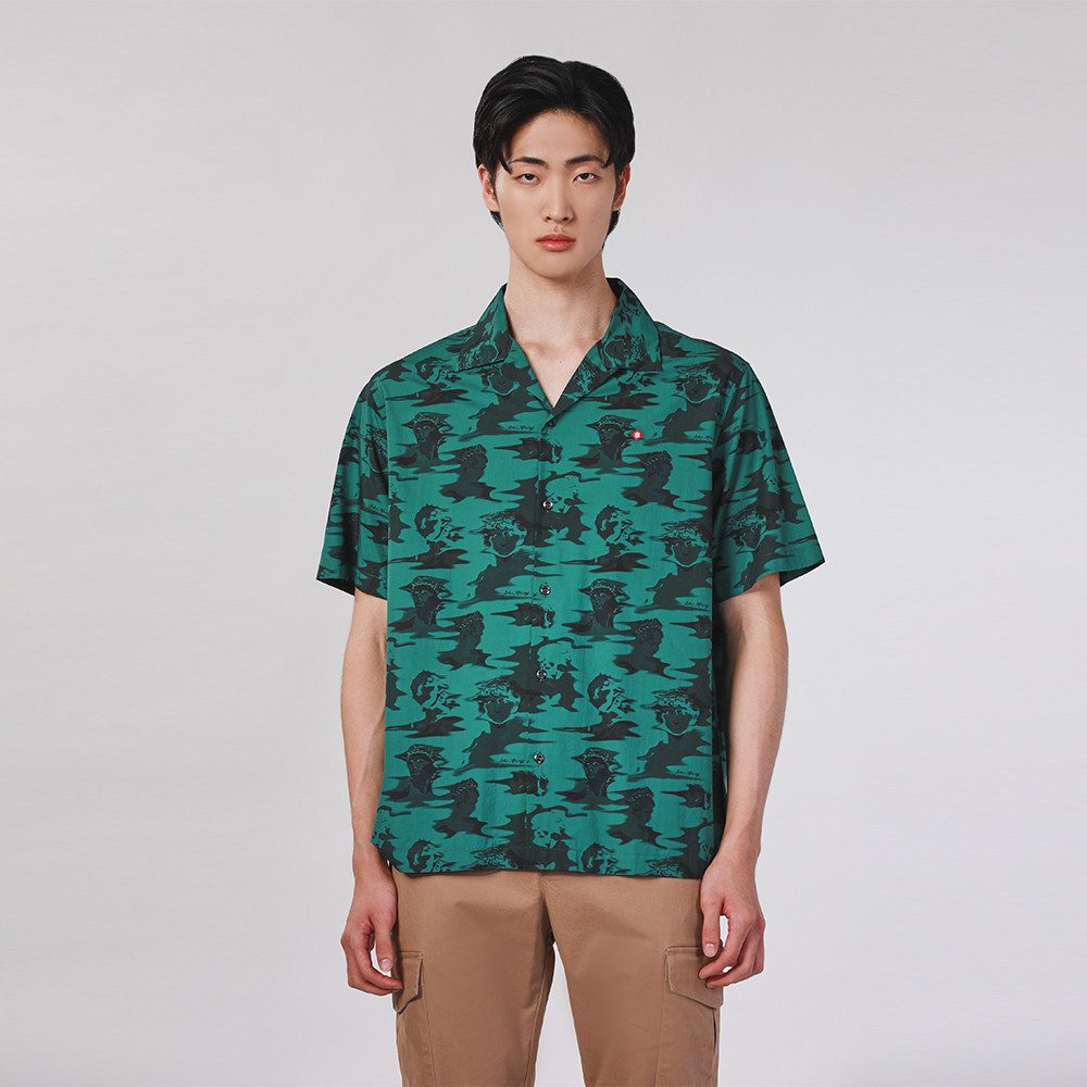 John Henry เสื้อเชิ้ตผู้ชายแขนสั้น ทรงใส่สบาย รุ่น JH F324MSSRL21 - สีเขียว