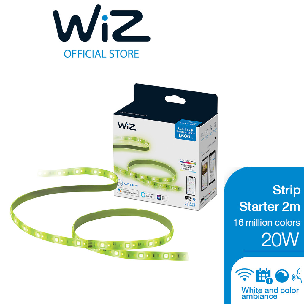 WiZ RGB LED Strip Starter Kit 2m วิซไฟเส้นRGBอัจฉริยะชุดเริ่มต้นยาว 2 เมตร เปลี่ยนสีได้ 16 ล้านสี