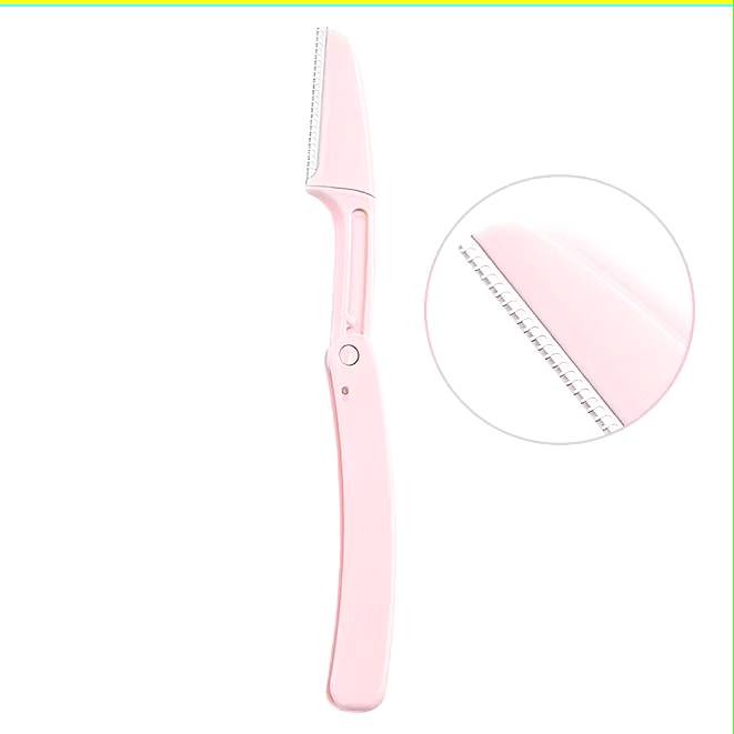 เครื่องมือตกแต่งคิ้ว มีดกันคิ้ว ชุดกันคิ้วใบมีดคม คิ้วสวย ได้รูปตามต้องการ 1กล่องมี 3อัน สีชมพู - รูปที่ 4