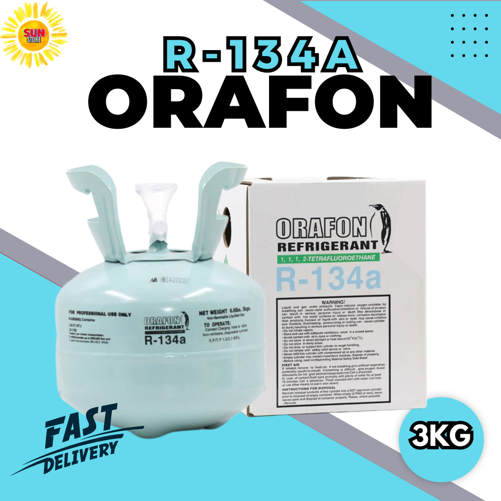 น้ำยาแอร์ R134a 3kg(ไม่รวมนน.ถัง) มียี่ห้อ Iceberg Orafon Entalpia PACO ถังพร้อมน้ำยาบรรจุ