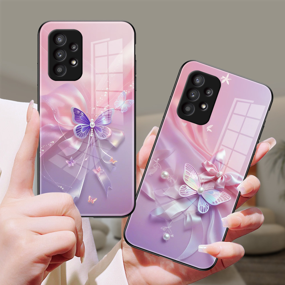 หัวใจ เคส กระจก Samsung a73 a71 a7 2018 a53 a52s a51 a50s a50 a42 a33 a32 a31 a30s a23 a22 a21s a20s a20 h3f1962