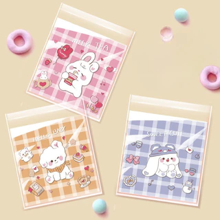 ถุงฝากาวใส่คุกกี้ ใส่ขนม 10x10cm (100 ใบ) ลายการ์ตูน น่ารักมาก