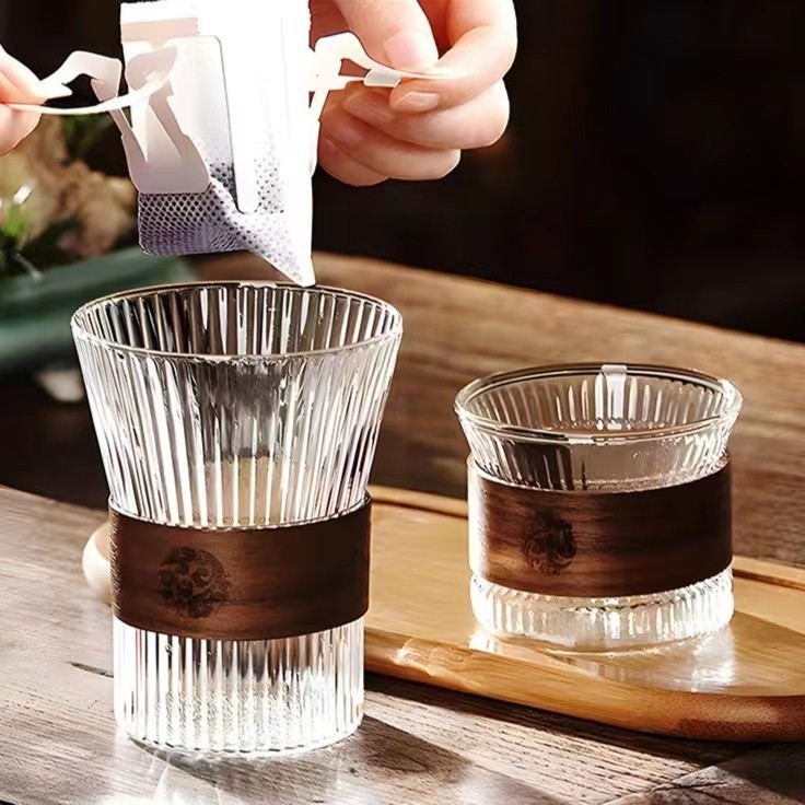 แก้วน้ำ สไตล์ญี่ปุ่น ขนาด 130-350 มล. ทรงลายทาง ทนความร้อน - รูปที่ 2