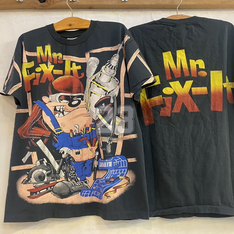 [ 23 ] ลูนี่ตูนส์ TAZMANIAN DEVIL Mr.Fix-It OVP AOP All over print เสื้อการ์ตูน น่ารัก วินเทจ vintag