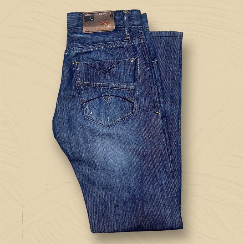 DECENT JEANS กางเกงยีนส์เด็กโต-วัยรุ่น ทรงกระบอก ขายาว สีน้ำเงิน (A82/2) - รูปที่ 4