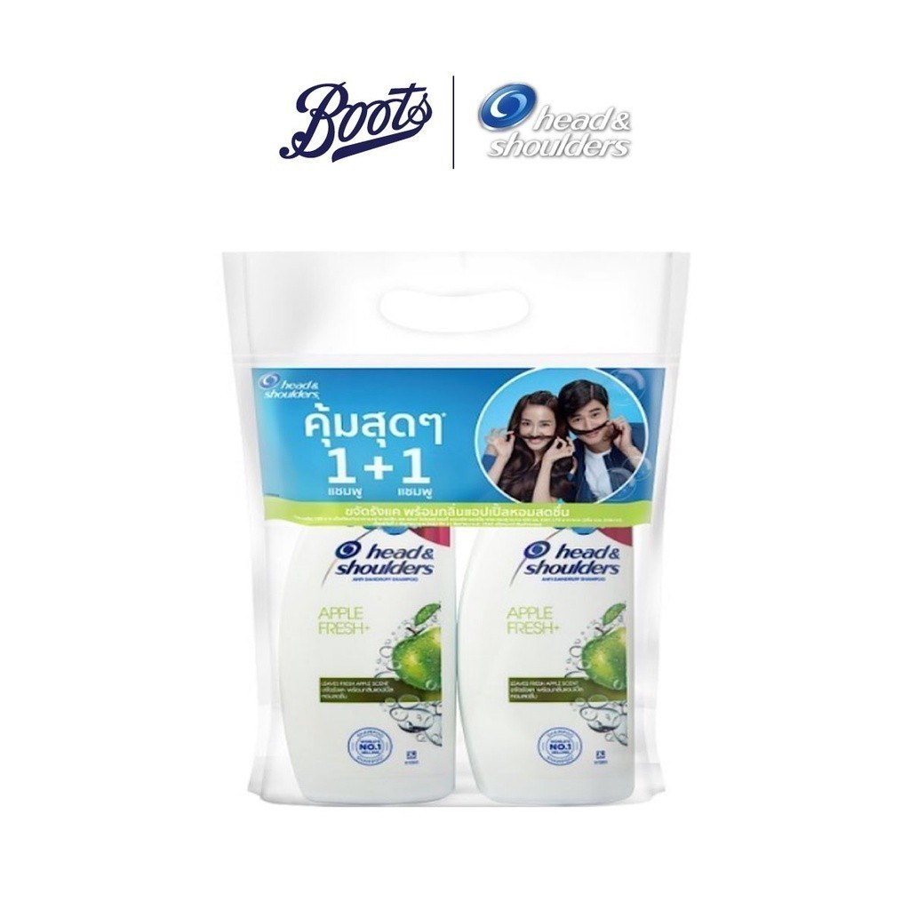 Head & Shoulder เฮดแอนด์โชว์เดอร์ แชมพูขจัดรังแค สูตรแอปเปิ้ลเฟรช 370 มล. แพ็คคู่
