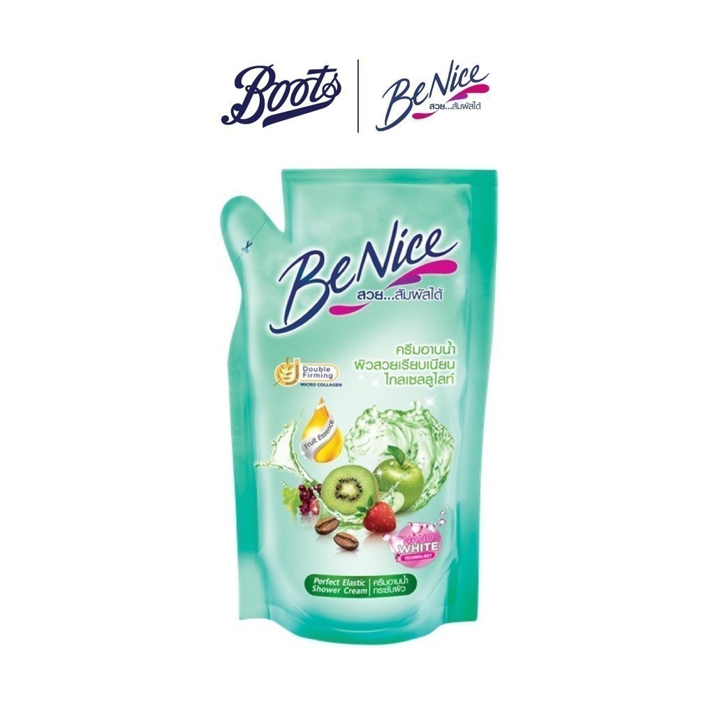 Benice บีไนซ์ ครีมอาบน้ำ สูตรเพื่อผิวนุ่มกระชับ เขียว 400 มล. ถุงเติม