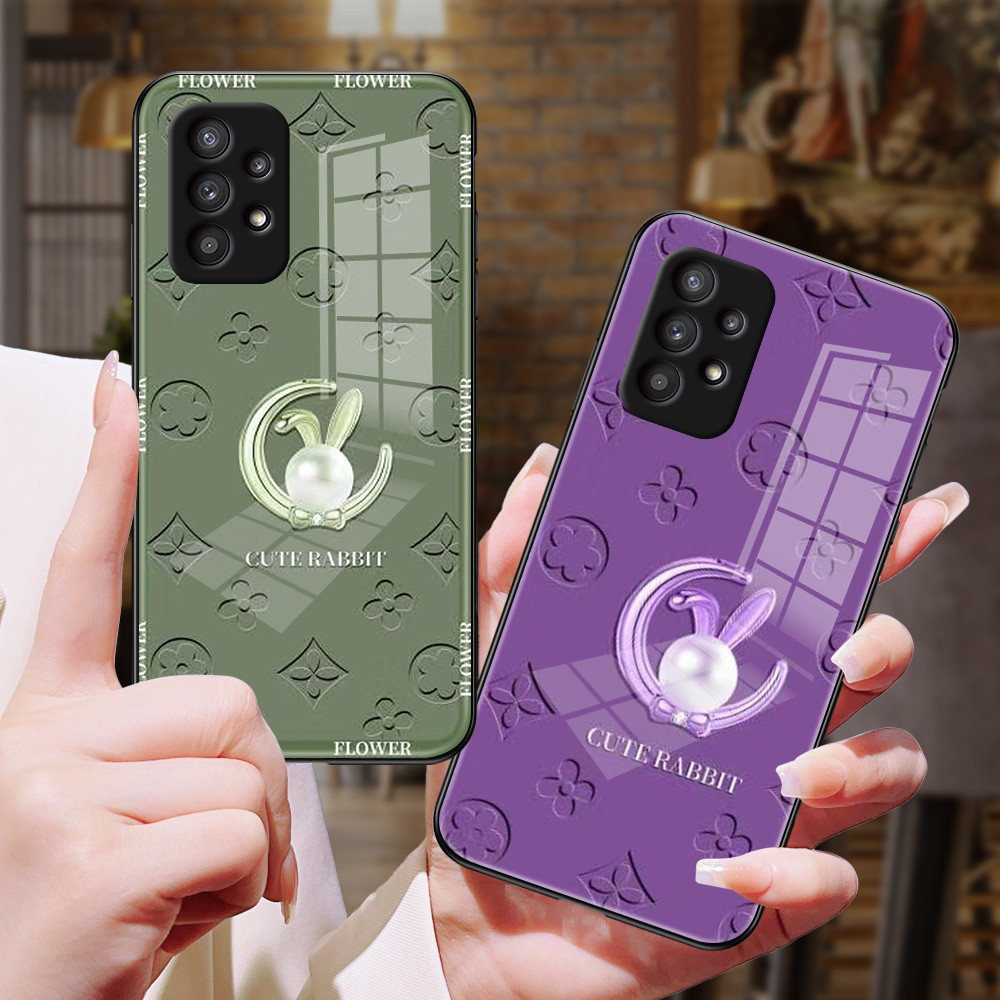 ไข่มุกแฟชั่น เคส กระจก Samsung a73 a71 a7 2018 a53 a52s a51 a50s a50 a42 a33 a32 a31 a30s a23 a22 a21s a20s a20 h3f1918