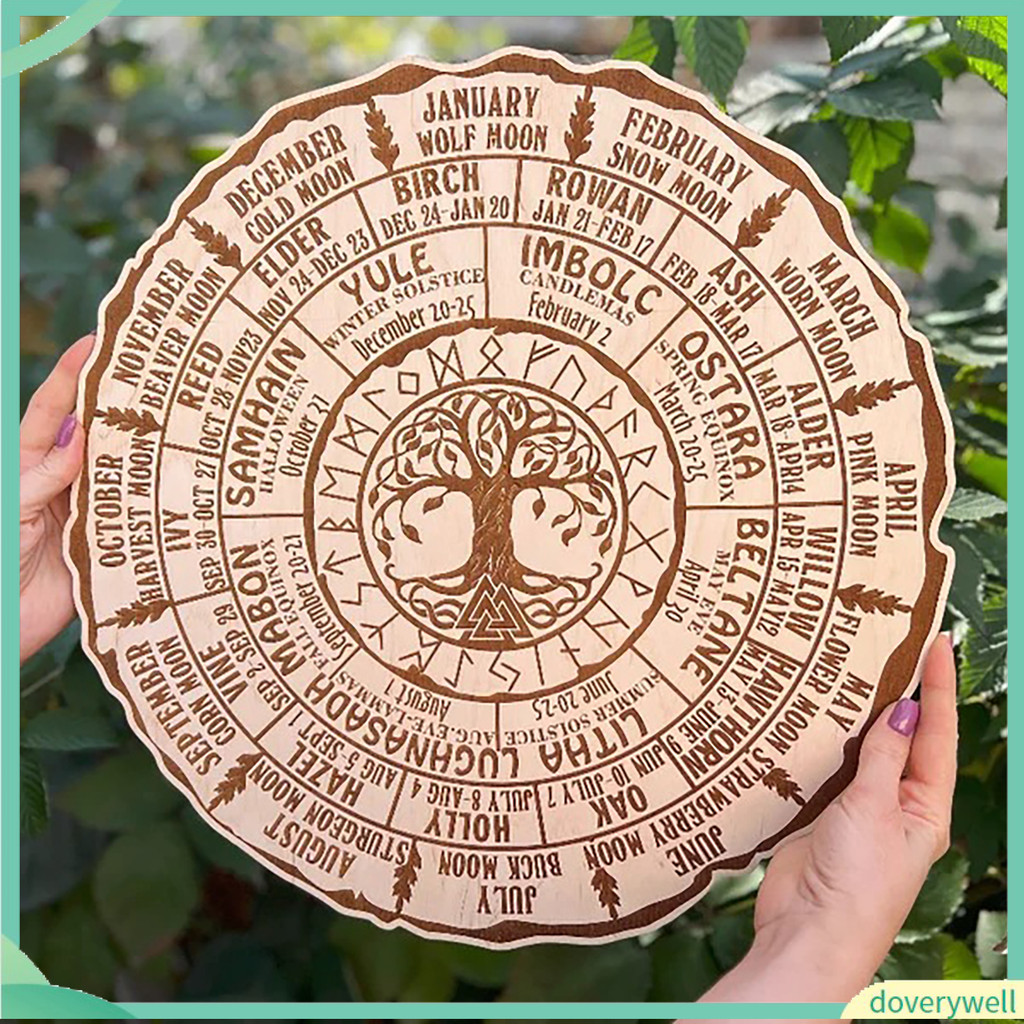 {biling} Pagan Calendar Wall Decor Sacred Seasons Wall Plaque Wheel of the Year Wood Sign Pagan Home