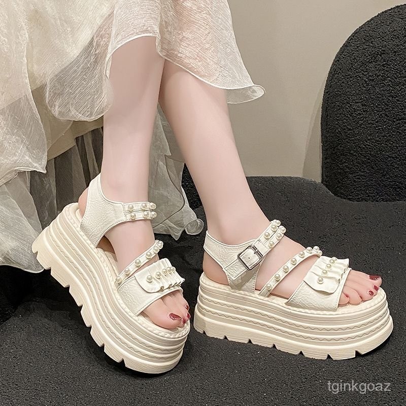 💖✨รองเท้าแตะแฟชั่น,สไตล์แบรนด์💥 รองเท้าแตะส้นเตารีด,Nacre Sandals ,ส้นสูง 8 ซม สวย ใส่สบายมากต้องตำน๊าา