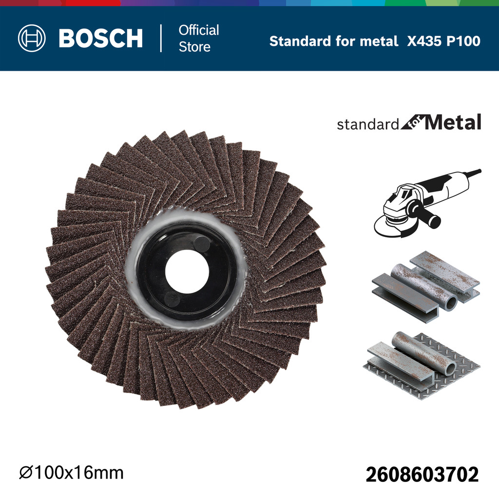 BOSCH จานทรายเรียงซ้อนหลังอ่อน 4″ P100 รหัส 2608603702