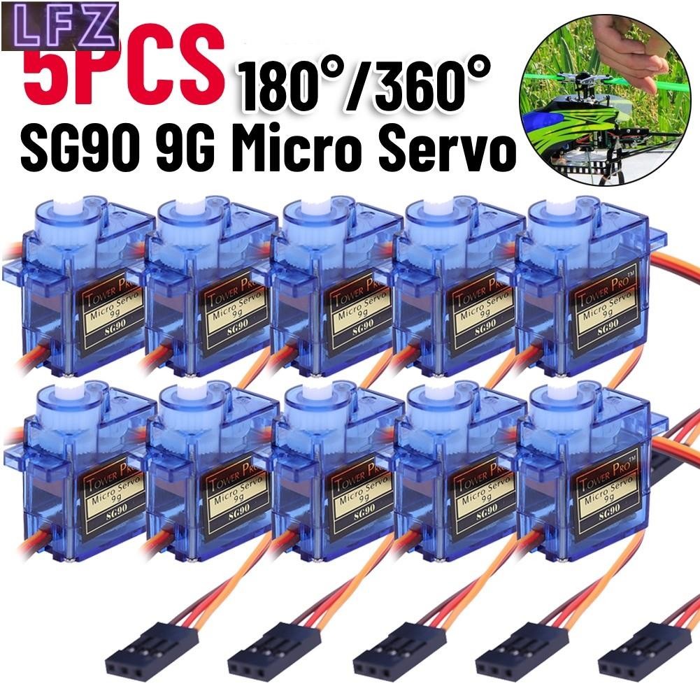 5PCS SG90 9G Micro Servo Servo Servo Motor สําหรับ RC เครื่องบินหุ่นยนต์แขน 180°/360° การควบคุมเซอร์