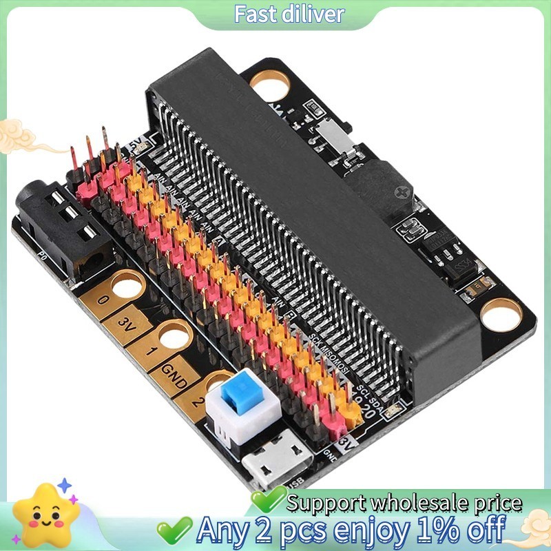 บอร์ดขยาย Micro-Bit IOBIT V2.0 Breakout Adapter Shield พร้อม Buzzer สําหรับ BBC Micro:Bit การเขียนโป