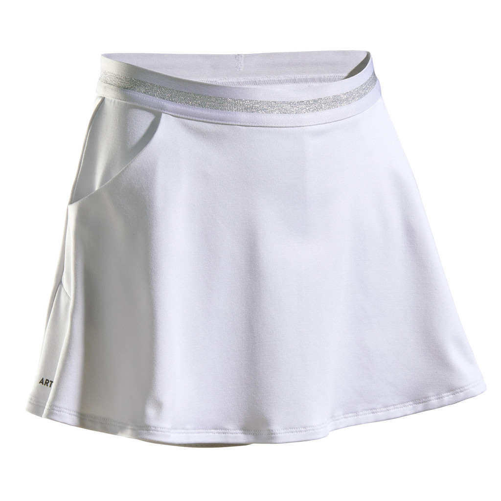 กระโปรงเทนนิสเด็กผู้หญิงรุ่น TSK500 (สีขาว) - ขาวหิมะ | Girls' Tennis Skirt TSK500 - White - Ultra White
