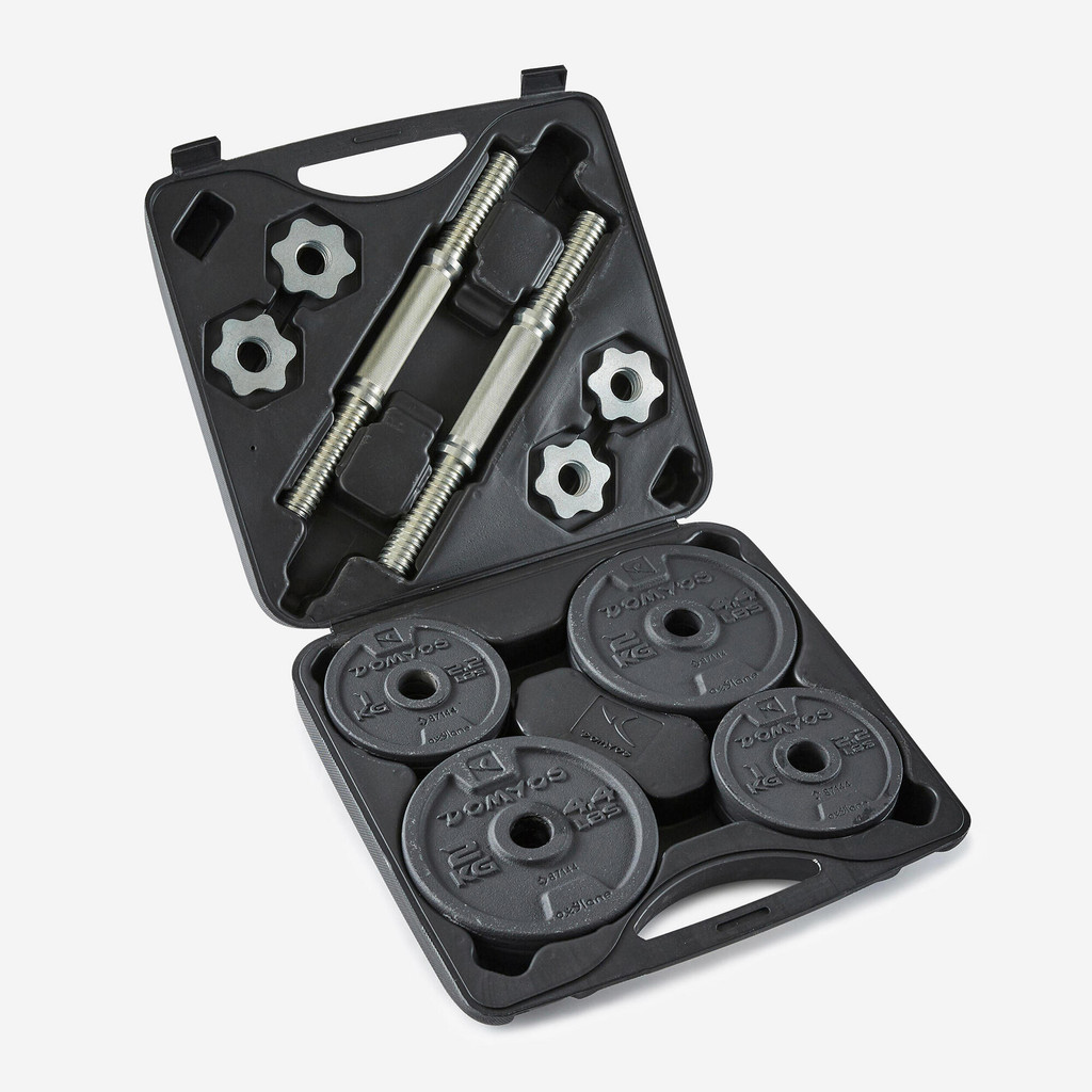 ชุดดัมเบลสำหรับการฝึกเวทเทรนนิ่ง 20 กิโลกรัม - ดำ | Weight Training 20 kg Partly Recycled Cast Iron 