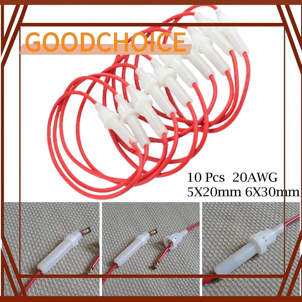 GOODCHOICE 10PCS สีขาว AGC แก้วอินไลน์ Fuse Holder Quick Connect Cable Socket สําหรับ 20AWG