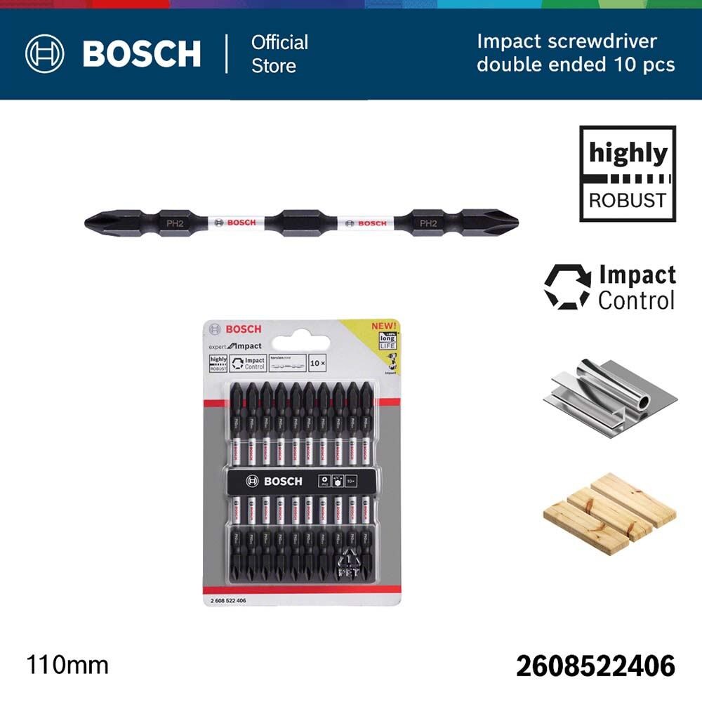 BOSCH ดอกไขควง สีดำ PH 2-110 mm. - 10 Pcs.