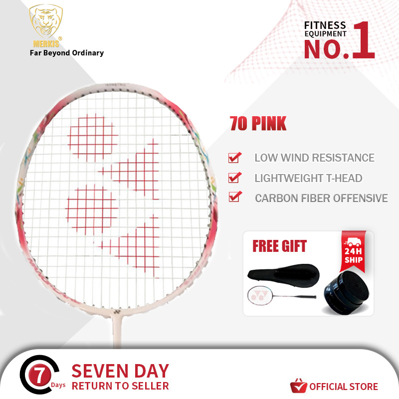 แคเก็ตแบดมินตัน YONEX คาร์บอนเบาและทนทานชุดแคเก็ตเดียว 26lbs-30lbs