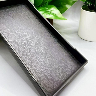 ถาดเสริฟญี่ปุ่น พลาสติกขอบเหลี่ยมลายไม้ สําหรับวางแก้วชา กาแ…