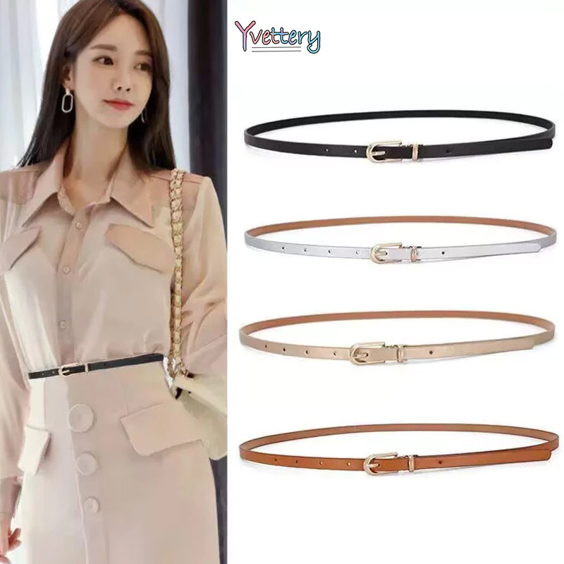ร้านค้าไทย🔥เข็มขัด1pc แฟชั่นสีดําสีขาวPu ผู้หญิงบางผอมเอว Pin Buckle ปรับฤดูร้อนชุดกางเกงยีนส์เข็มขัด ใหม่