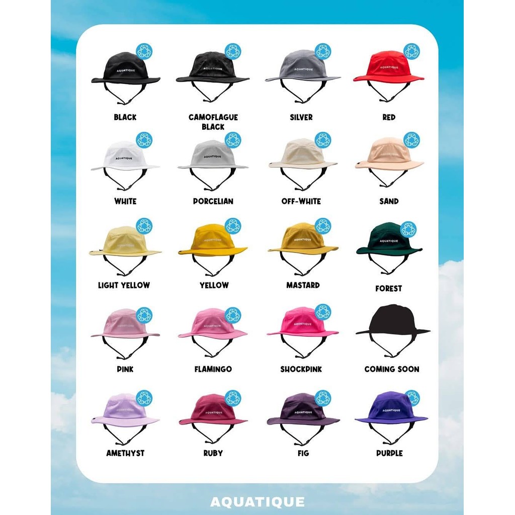 ((New Color)) Aquatique Bucket Hat หมวกบั๊คเก็ตดำน้ำ เซิร์ฟ เดินป่า แคมป์ปิ้ง กันแดดกันยูวี