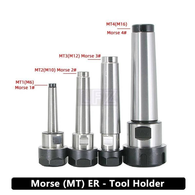 1 PC Morse ER ผู้ถือเครื่องมือเครื่องกัดเจาะ taper handle MT2/MT3/MT4/MT5 ด้านหลังดึงหางแบนความแม่นย