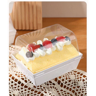 ส่งฟรี ส่งไว กล่องเค้กโรลฝาสูง ใส่แซนวิช ขนม Snack box (50 ชุด) T038 PackPro