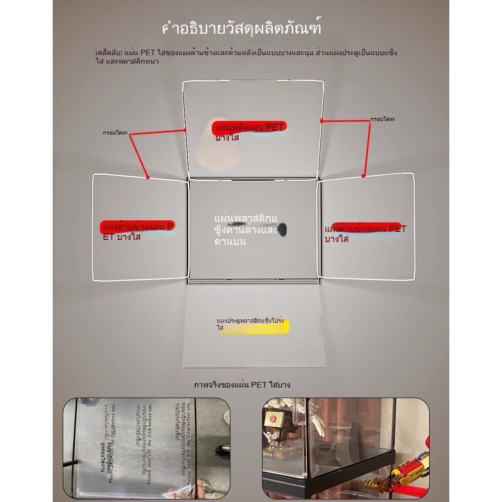 ตู้โชว์ฟิกเกอร์ Lego โมเดลของเล่น ชั้นวางจัดแสดง ตั้งบ้าน ตุ๊กตา Gundam กล่องใสสวยงาม - รูปที่ 4