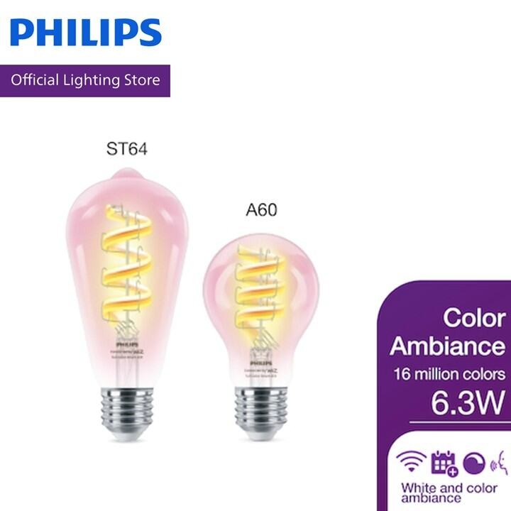 Philips WiZ หลอด LED Filament อัจฉริยะ 16 ล้านสี 6.3W ขั้ว E27 ดีไซน์คลาสสิคโชว์เกลียวไส้